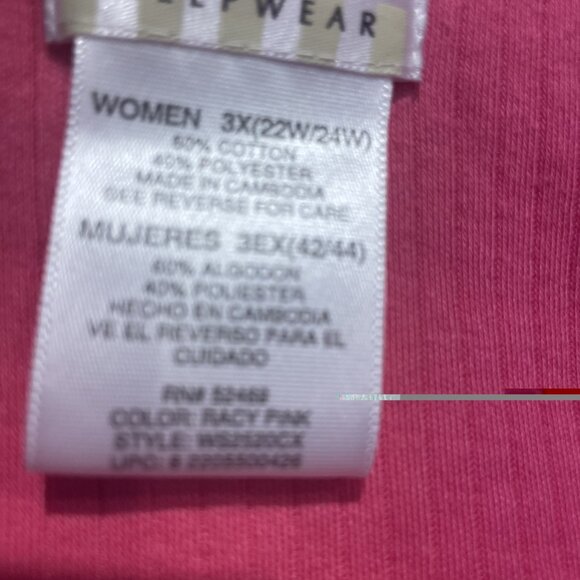 White Stag Sleepwear 2 Piece Pajama Set Tee & Shorts Women's Size 3X Barbie Pink - Picture 5 of 10